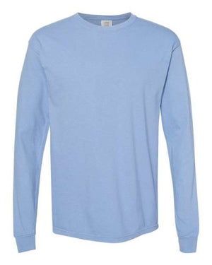 OFO Long Sleeve Logo T-Shirt in Washed Denim/White