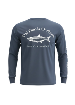 OFO Long Sleeve Logo T-Shirt in Denim/White
