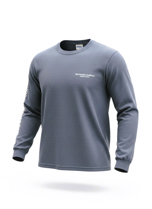OFO Long Sleeve Logo T-Shirt in Denim/White