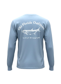 OFO Long Sleeve Logo T-Shirt in Washed Denim/White
