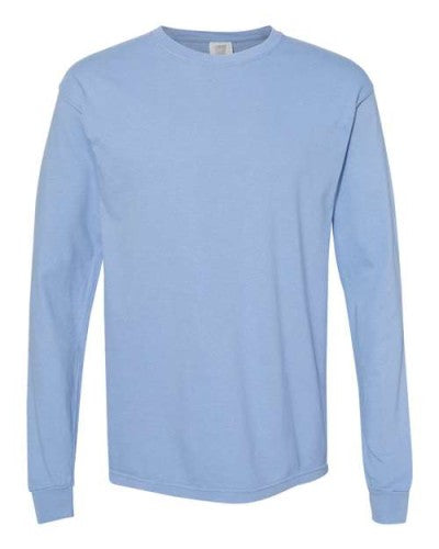 OFO Long Sleeve Logo T-Shirt in Washed Denim/White
