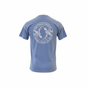 OFO Flying Fish Short Sleeve Logo T-Shirt in Washed Denim/White