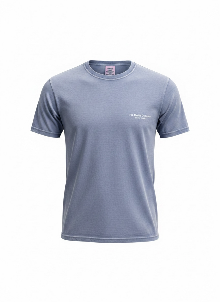 OFO Short Sleeve Logo T-Shirt in Washed Denim/White