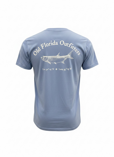 OFO Short Sleeve Logo T-Shirt in Washed Denim/White