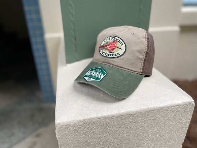 OFO Logo Terra Twill Adjustable Cap in Khaki/Moss Green/Brown