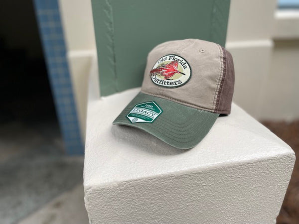 OFO Logo Terra Twill Adjustable Cap in Khaki/Moss Green/Brown