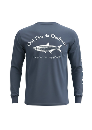 OFO Long Sleeve Logo T-Shirt in Denim/White