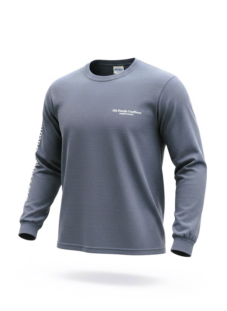 OFO Long Sleeve Logo T-Shirt in Denim/White