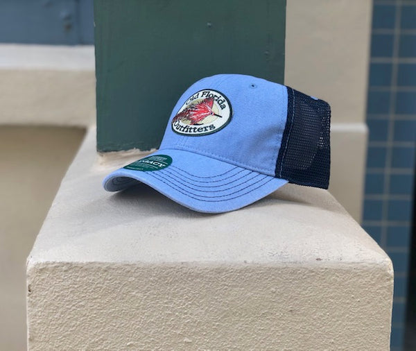 OFO Logo Dashboard Adjustable Trucker in Light Blue/Navy