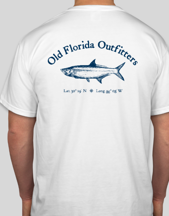 OFO Short Sleeve Logo T-Shirt in White/Navy - Old Florida Outfitters