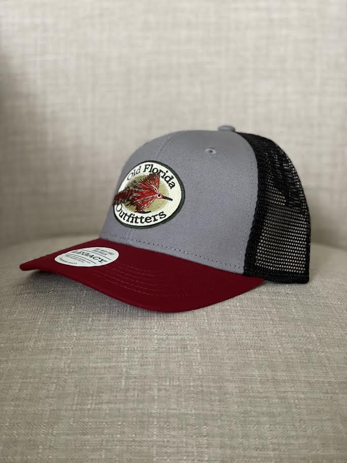 OFO Logo Lo-Pro Snapback Trucker in Crimson/Grey/Black