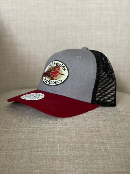 OFO Logo Lo-Pro Snapback Trucker in Crimson/Grey/Black