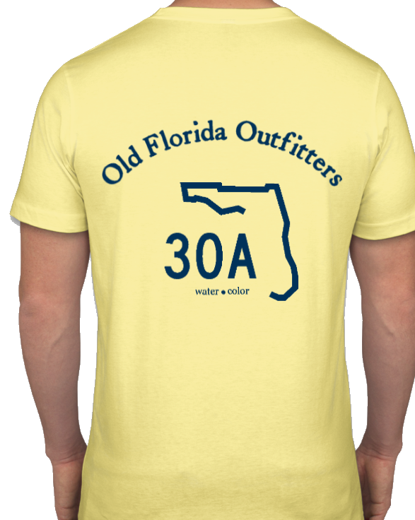 OFO Short Sleeve Pocket 30A Logo T-Shirt in Butter/Navy